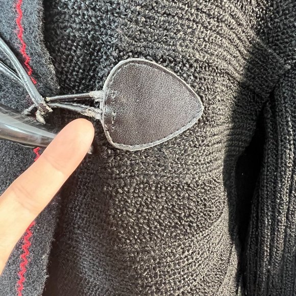 Dolcezza Cardigan Sweater M Black Contrast Knit Toggle Long Sleeve V-Neck Womens - Picture 5 of 11